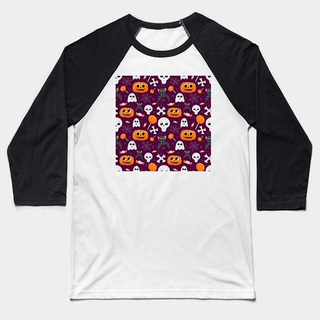 Cute halloween pattern Baseball T-Shirt by Lozovytska